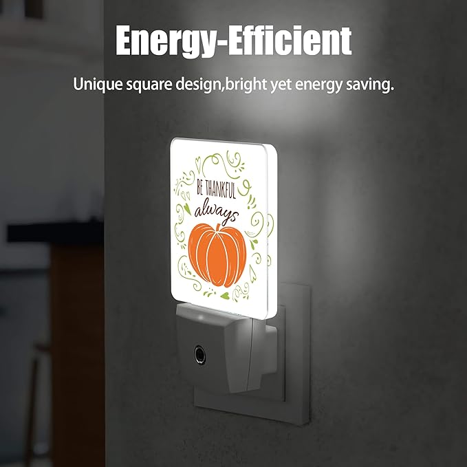 Thanksgiving Pumpkin Dusk to Dawn Night Light, Auto Sensor Lamp Home Indoor Stairway Kitchen Corridor, Night Lights Plug into Wall Decor, Boys Girls Women Men Room Gifts
