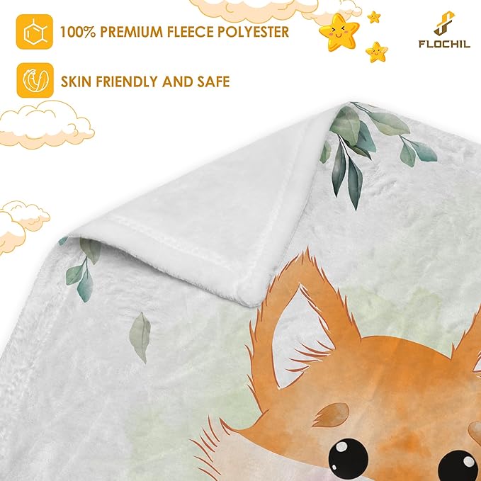 Personalized Baby Blankets, Custom Baby Blanket - Baby Blanket with Name for Boys, Best Gift for Baby, Newborn Elephants Flush Fleece (30x40) (Fox)