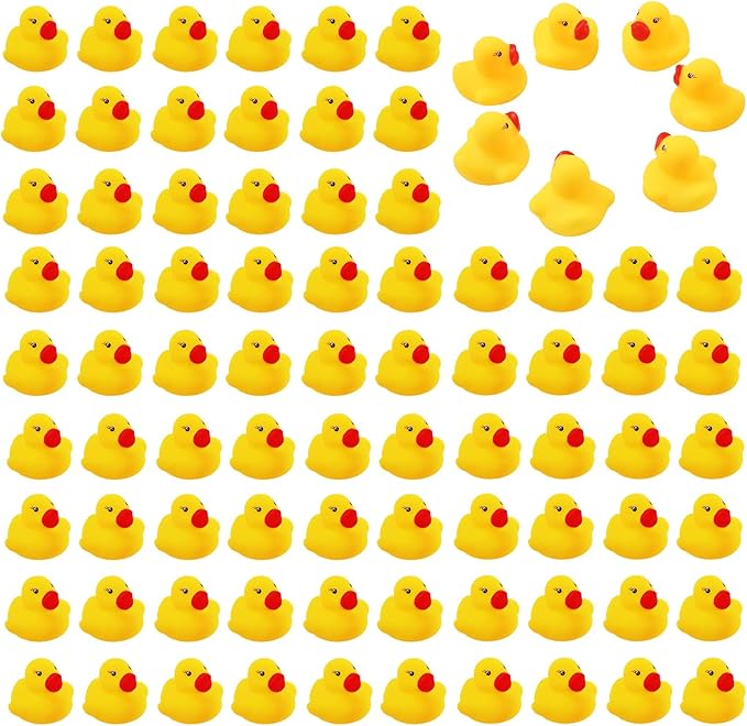 60PCS Rubber Duck - Bath Toys - Pool Toys - Mini Ducks Bulk for Kids Baby Shower Decorations Birthday Party Favors Gift Classroom Summer Beach Pool Activity Carnival Game (Yellow)