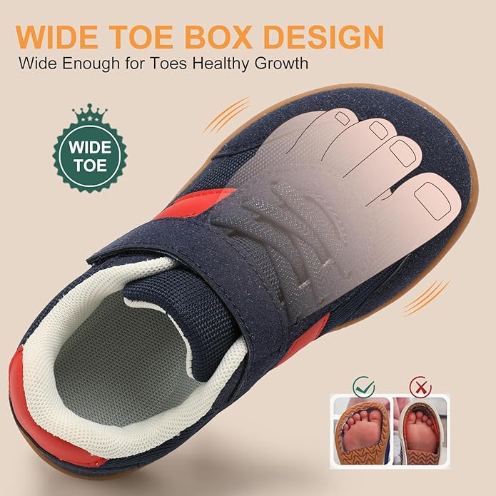 Toddler Wide Toe Box Shoes Zero Drop Minimalist Sneakers for Toddler/Little Kid Barefoot Slip on Tennis Shoes for Kids Boys Girls