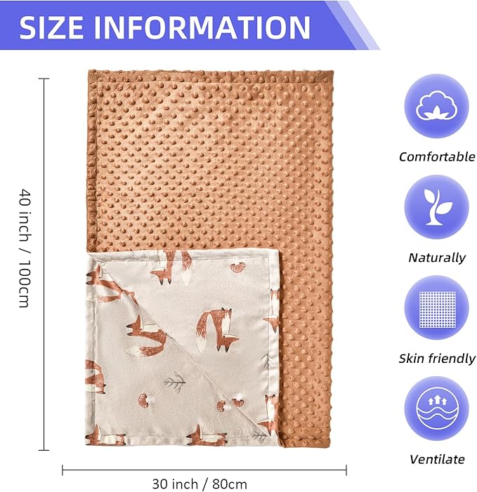 iEvolve Baby Nursery Bed Blankets Ultra Soft Double Layer Mini Blanket Minky Blanket Receiving Blankets Shower Gifts(30"*40",Fox)