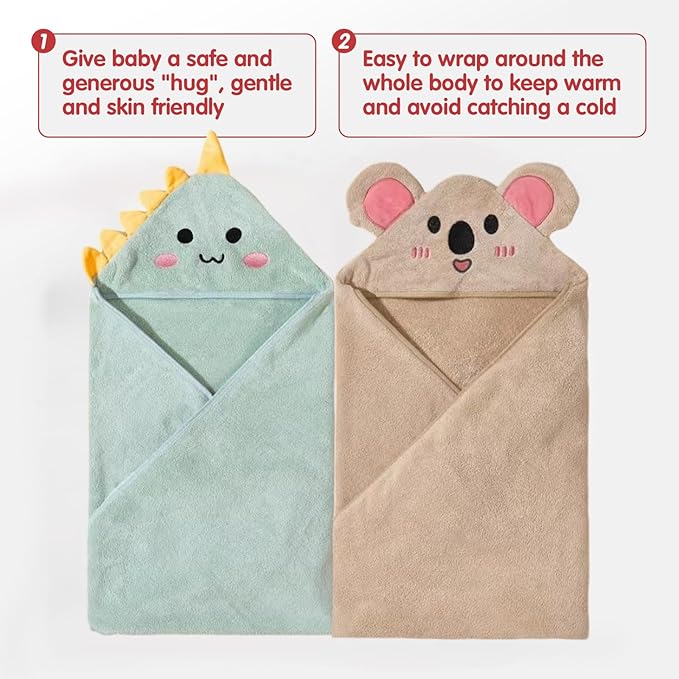 Hooded Baby Towels, 4 Packs Premium Soft Baby Bath Towels with Hood for Babies, Toddler, Infant - Ultra Absorbent, Baby Stuff Shower as Best Gifts for Boys and Girls (4Pack)