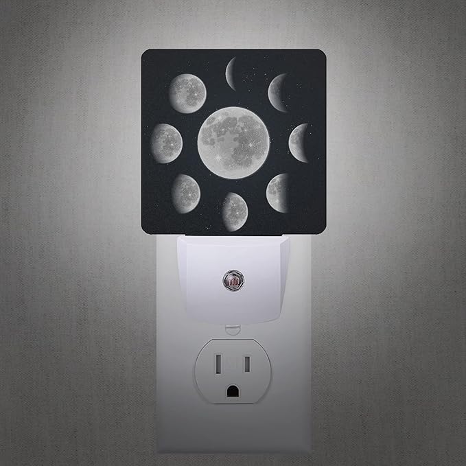 Moon Phases Night Light Plug-in LED Nightlights Auto Sensor Night Lamp Dusk-to-Dawn Lamp Home Decor for Nursery Children Girls Boys