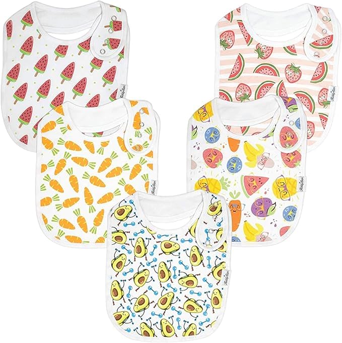 Organic Cotton Baby Bibs for Boys & Girls – Soft, Absorbent Teething & Drool Bibs - Adjustable Snaps for Toddlers