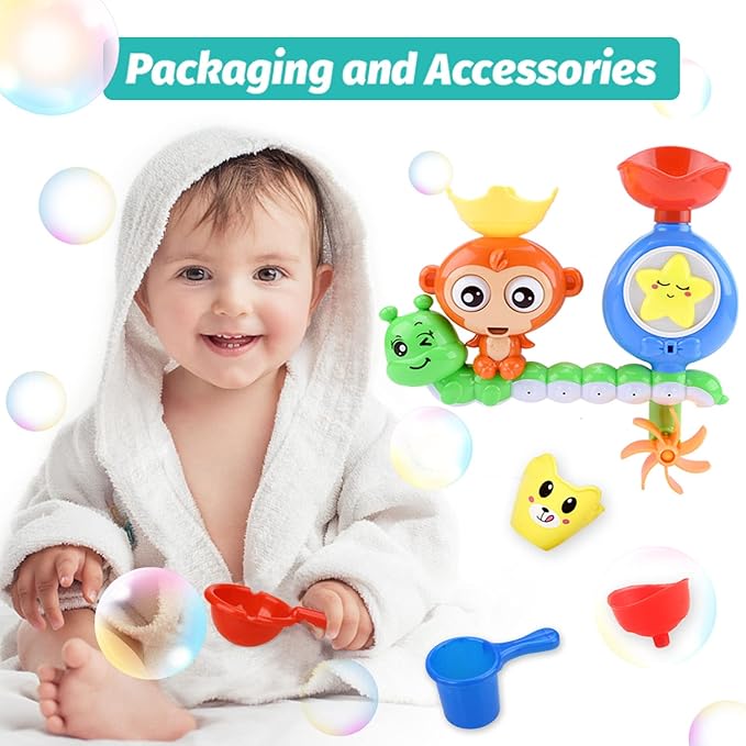 Bath Toys for Kids Ages 1-3 Toddler Bath Toys for Babies 1 2 3 Year Old Boys Girls Water Bathing Tub Toy for 12 18 Months Infant with Cups