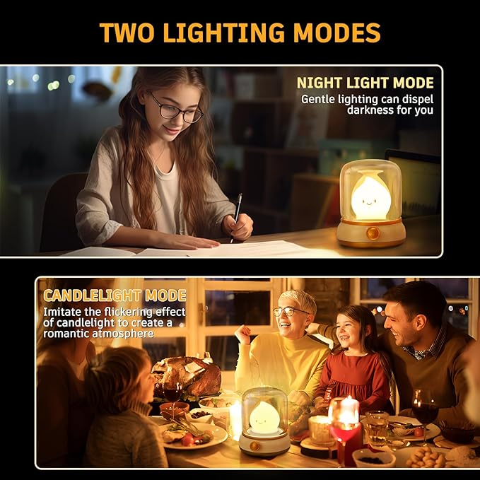 Ghost Campfire Night Light, Small Cute Desk Lamp, Dimmable Cordless Bedside Table Lamp, 2 Modes Rechargebale Battery Oprated Warm Night Light for Bedroom/Kids/Baby Nursery, Vintage Ambient Lighting