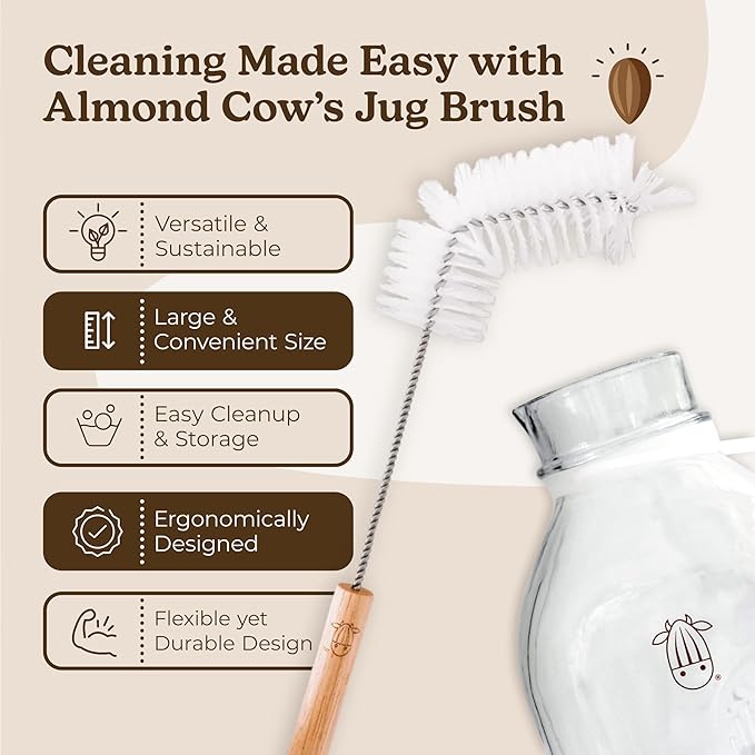 Almond Cow - Milk Jug Brushes for Cleaning, Premium Cleaner With Angled Design for Bottles, Multipurpose Cleaning Brushes for Household Use, 13-Inch Long Handle Scrub Brush