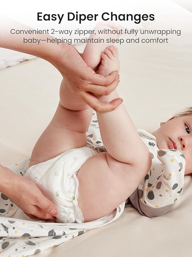 GROWNSY Transitional Swaddle Sleep Sack 3-6 Months, Starfish Design Baby Swaddle Sack, Dual-Zipper for Easy Diaper Changes, Proper Hip Development & Openable Foot Button, 12-20lbs, Space Tourism