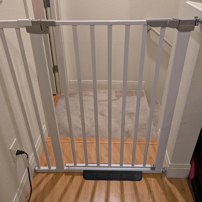 41 Inch Tall Baby Gate Auto Close Dog Gate Adjustable 29.92"-43.71" Wide Pressure Mounted Walk Through Swing Pet Gate for Doorways (White, 29.92"-43.71" Wide)