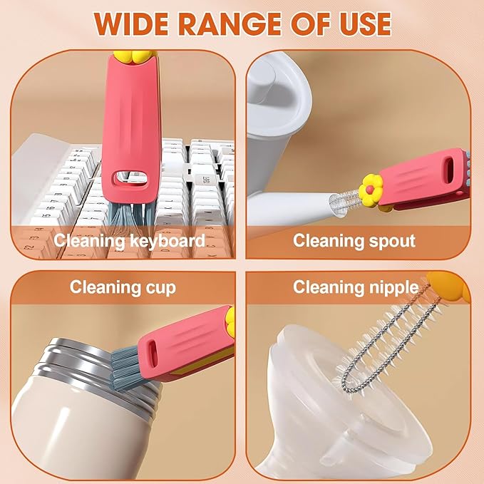 3 in 1 Cup Lid Cleaning Brush, Multifunctional Cleaning Brush Portable Cup Lid Cleaner for Bottle Gap Tight Spaces Cup, Portable Cup Lid Cleaner, 1 Pcs Green