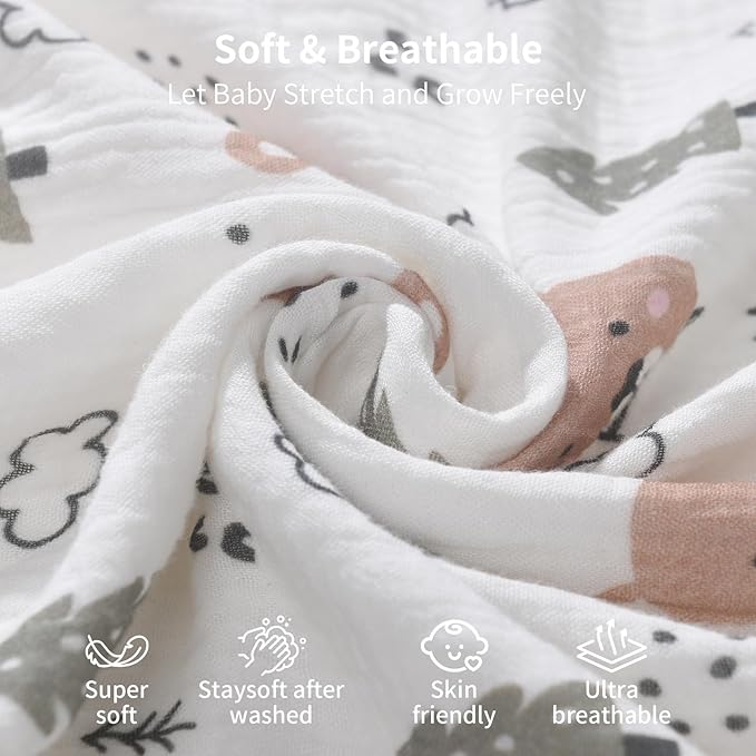 Rayon from Bamboo Swaddle Blankets for Newborn,2 Pack Breathable Soft Receiving Blanket,Large 41 x 41 inches Swaddle Wrap Burping Clothes,Essentials Infant Shower Items(Christmas Bear & Green Bear)