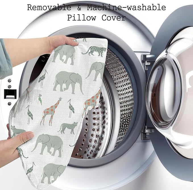 Little Grape Land Muslin Nursing Pillow, Soft 100% Cotton Breastfeeding Pillow with Breathable Removable Cover, Breast Feeding Pillows for Babies 0-12 Months with Protective Zipper Tropical Quest