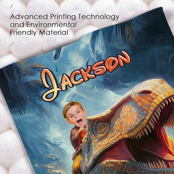 InterestPrint Personalized Name Blanket for Kids Custom Tolder Blankets with Face Funny Blanket Customized Throw Blanket for Boys on Birthday Christmas