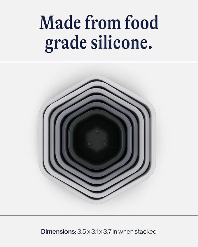 Lalo Stacking Cups - Baby and Toddler Stacking Cups for Bath Time, 6 Nesting Cups with Openings - Non-Toxic, BPA-Free Silicone Bath Toy, Easy to Clean for 6 Months And Up - B&W