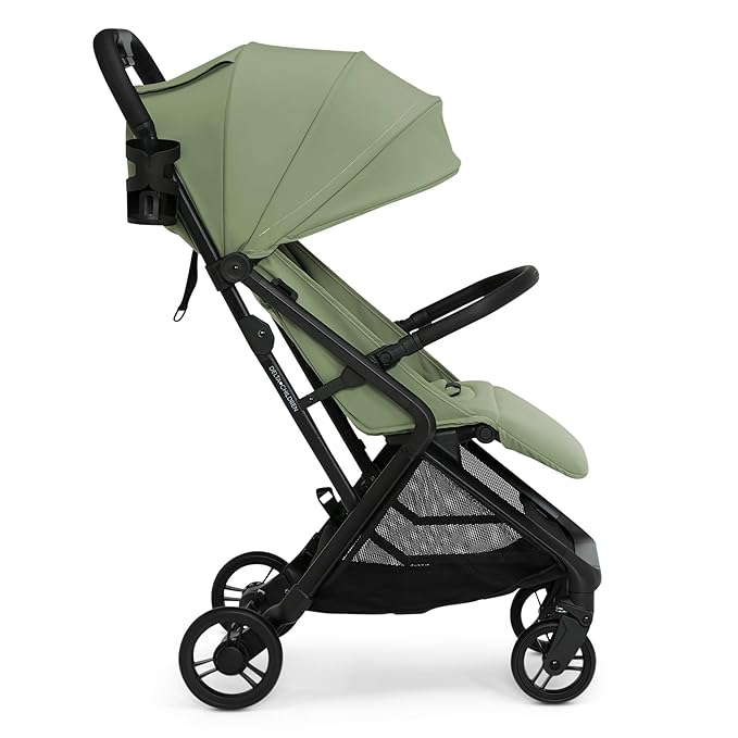 Delta Children Icon Ultra Compact Lightweight Everyday & Travel Stroller - One-Hand Fold - Only 15.6 lbs- Fits in Overhead Compartments - Greenguard Gold Certified - Multi-Position Recline, Sage Green