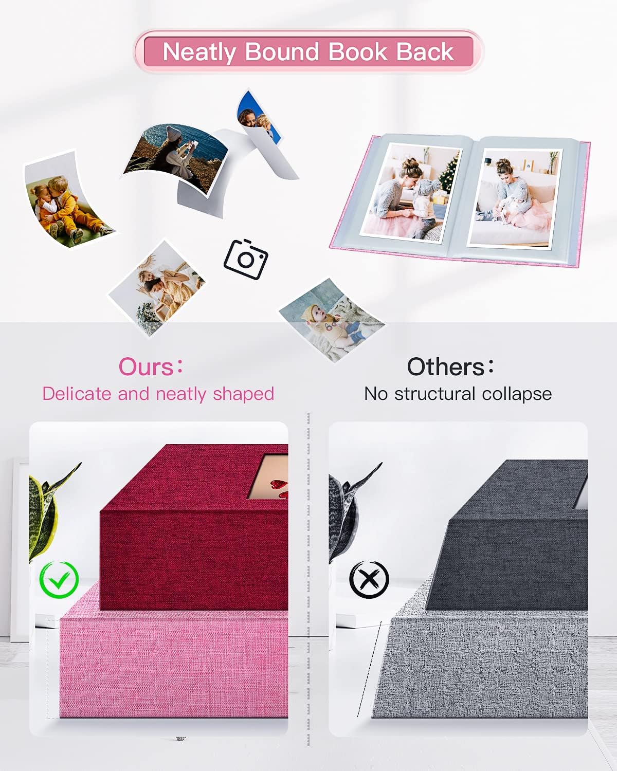 popotop Photo Album 4x6-100 Photos Photo Books with 100 Vertical Pockets,Linen Cover Albums for Family Wedding Anniversary Baby Vacation Pictures