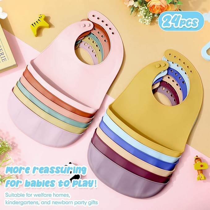 Mepase Silicone Bibs Waterproof Silicone Baby Bibs Soft Adjustable Baby Feeding Unisex Kid Eating Supplies