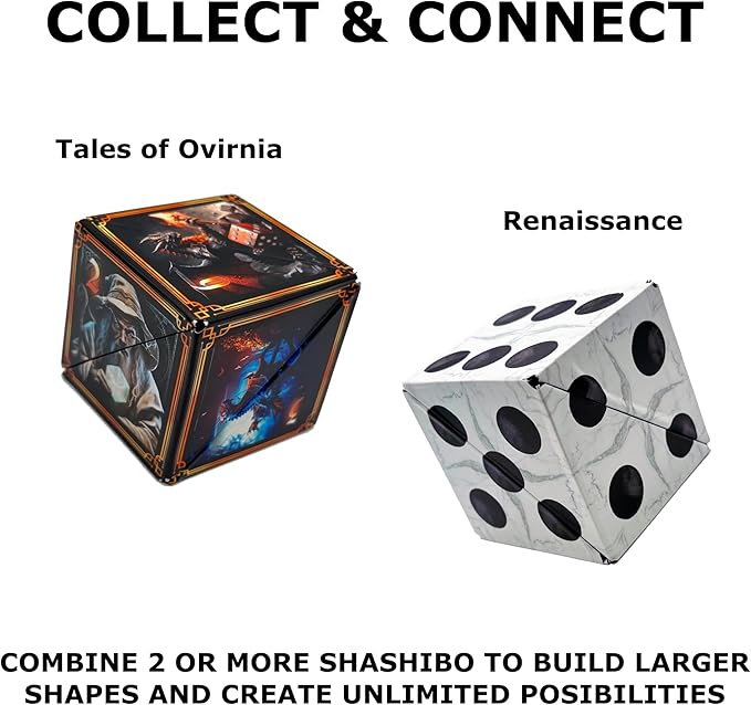 SHASHIBO Shape Shifting Box - Award-Winning Fidget Toy w/ 36 Rare Earth Magnets - Fidget Cube Transforms Into Over 70 Shapes, Sensory Toy Gift for Kids, Teens, and Adults (Tales of Ovirnia)