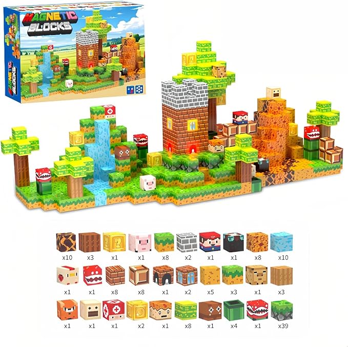 137 Pcs Magnetic Building Blocks, Enhance STEM Learning,Creative Play & Logical Thinking,Durable&Vibrant Color with Light Up Blocks,Ideal for Classroom&Screen-Free Entertainment (Wonderful Adventure)