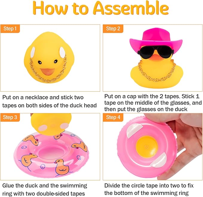 wonuu Car Rubber Duck, Yellow Duck Decoration Dashboard with Sun Hat Swim Ring Necklace Sunglasses for Car Dashboard Decorations