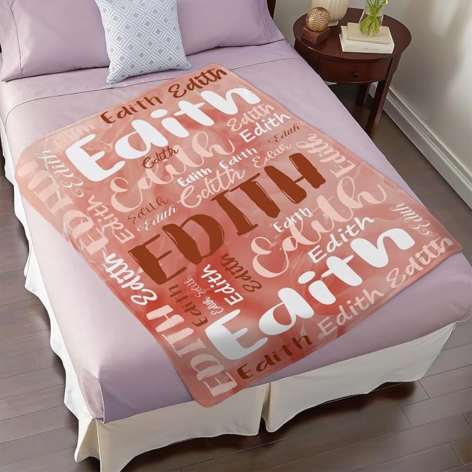 Personalized Custom Baby Blanket with Name for Girls Boys Kids Customized Flannel Blanket for Bed Nursery Room Baby Stroller
