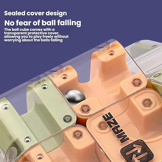 3D Maze Ball Puzzle Fidget Cube - Engaging Brain Teaser Toy for Stress Relief & Focus, Challenging Puzzle Maze Ball Game for Adults, Teens & Kids (Model A-1PCS)