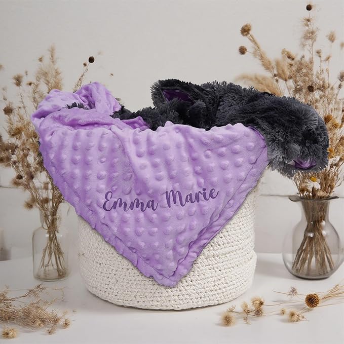 Personalized Baby Blanket Customized Baby Blanket with Name, Custom Embroidered Blanket for Boys & Girls, Soft Minky dot Keepsake Newborn Swaddle, Personalized Baby Gifts for Baby Showers (Baby)
