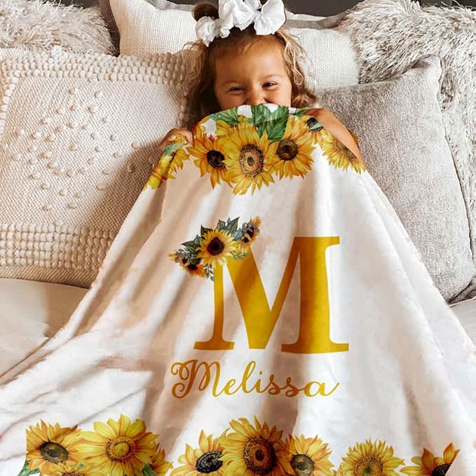 EVER2000 Personalized Baby Blanket for Girls, Custom Floral Baby Blanket with Name, Soft & Fuzzy Newborn Receiving Blankets for Toddler, Customized Baby Gifts for Birthday Baby Shower