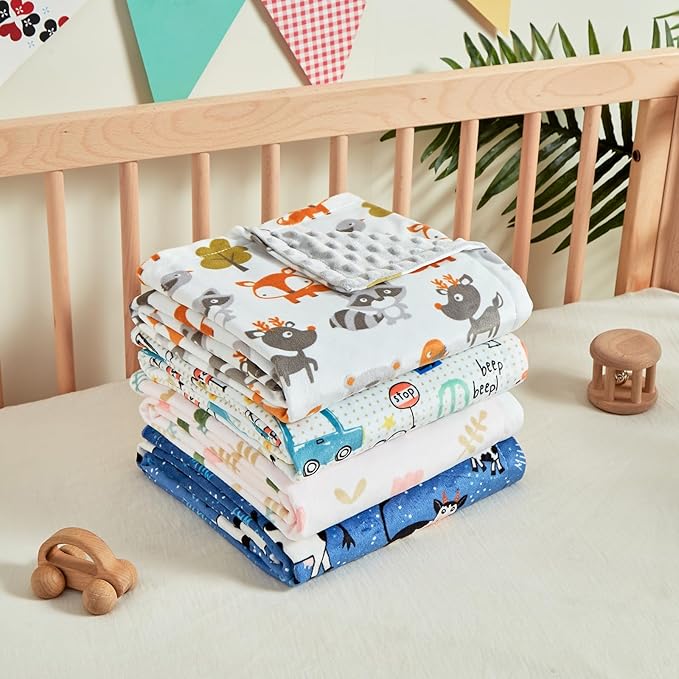 iEvolve Baby Nursery Bed Blankets Ultra Soft Double Layer Mini Blanket Minky Blanket Receiving Blankets Shower Gifts(Flower,45 * 60in)
