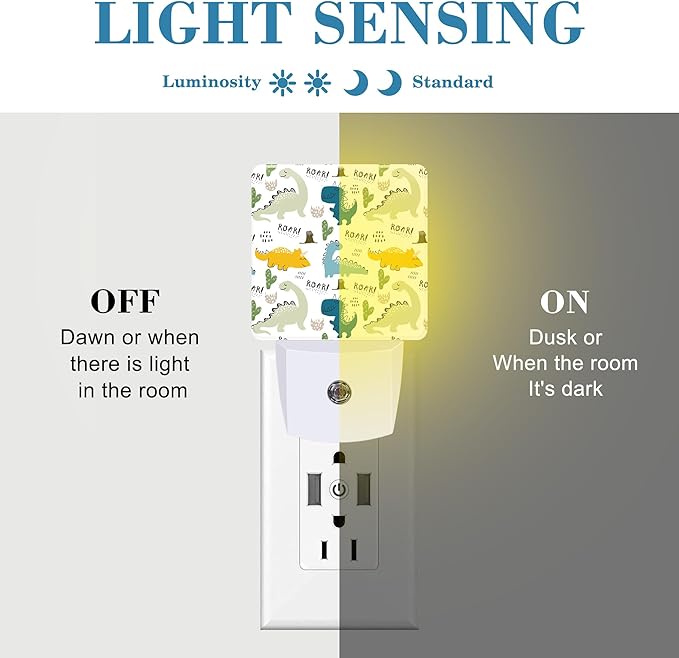 Night Light for Kids Girls Boys, Childish Cute Dinosaur LED Night Light Plug into Wall with Dusk to Dawn Sensor for Room Decor, Hallway, Kitchen, Bathroom, Nursery, Stairs