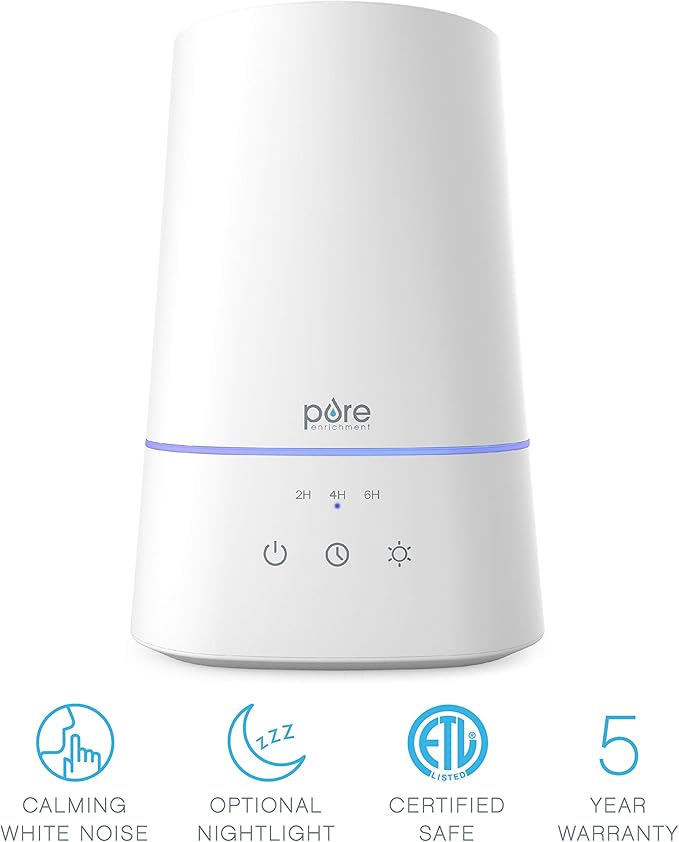Pure Enrichment HUME Max - Easy Top-Fill Ultrasonic Cool Mist Humidifier, 3.7-L (1 Gallon) Water Tank, 3 Mist Settings, & Auto Shut-Off Timer - Ideal for Large Bedrooms, Nurseries & Dry Areas (White)