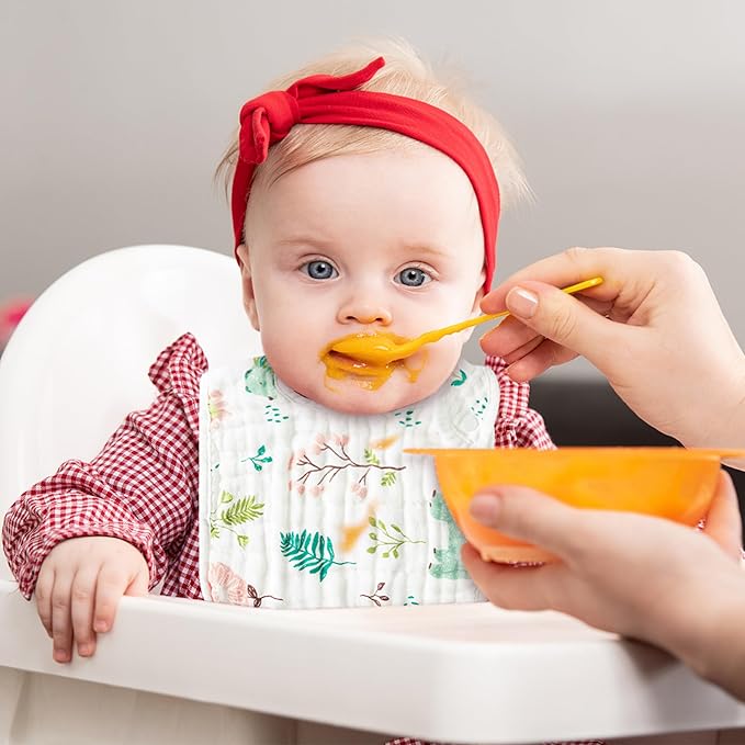 Zainpe 20Pcs Snap Muslin Cotton Baby Bibs Soft Absorbent Adjustable Burp Cloths for Newborns Drooling Feeding Teething Eating