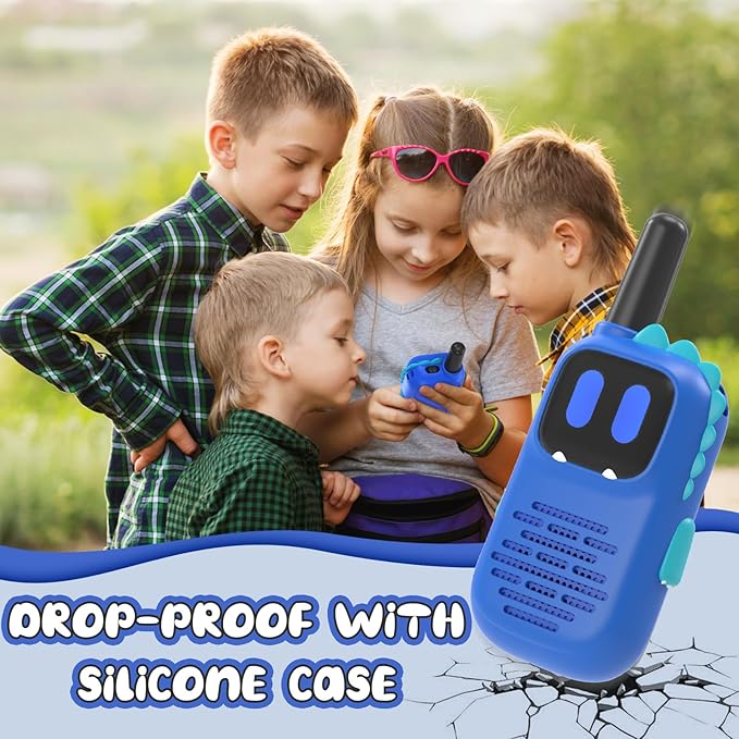 Walkie Talkies for Kids with Dinosaurs Silicone Sleeve, Toys for 3-7 Year Old Boys Girls, Kids Walkie Talkies 1000FT Range 2 Channels 2 Way RadioToy Gifts for 5-8 Year Old Boys Girls