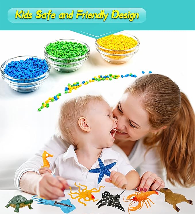 Ocean Sea Animal Figures, 12 Pack Realistic Soft Plastic Bath Toys for Toddlers, Kids, Boys, and Girls