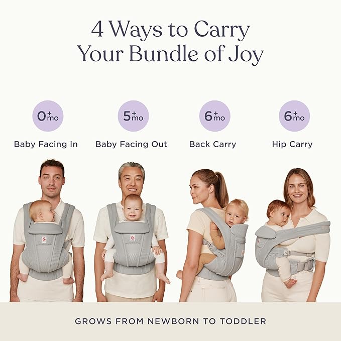 Ergobaby Omni Deluxe Baby Carrier Newborn to Toddler - Breathable Baby Carriers for Summer - All-Position Carrier with Enhanced Lumbar Support & Airflow (7-45 Pounds), Mesh, Serene Blue