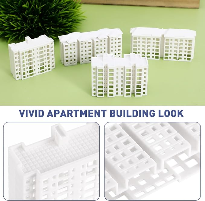 TOYANDONA Miniature Building Model Set 4Pcs Plastic Apartment Building Ornaments for Sand Table DIY Mini City Landscape Decoration Compact and Lightweight for Architectural Scenes