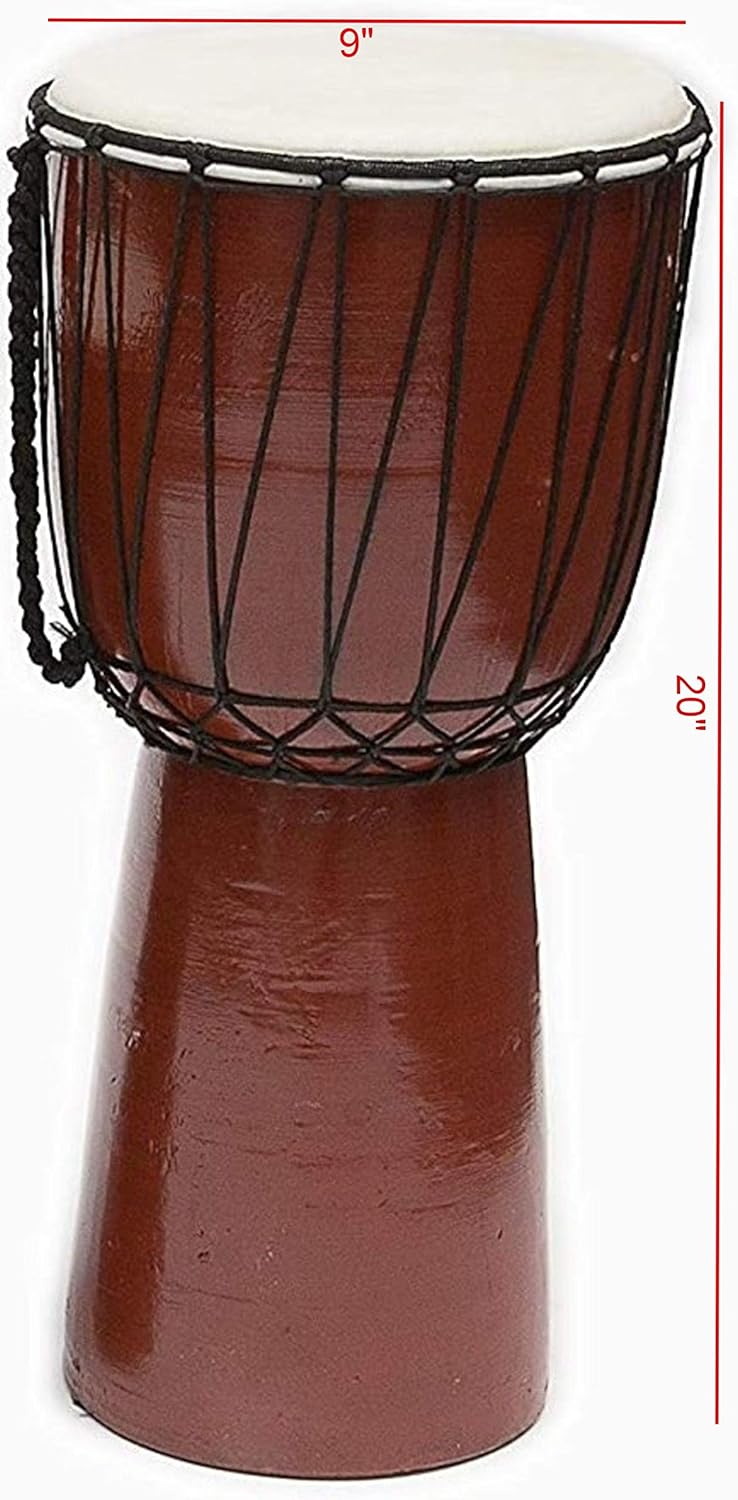 Drum Djembe is a Rope goat skin Covered Goblet African Drum Played by Hands West Africa style jembe for drums circle and more (9x20) Designed in the USA