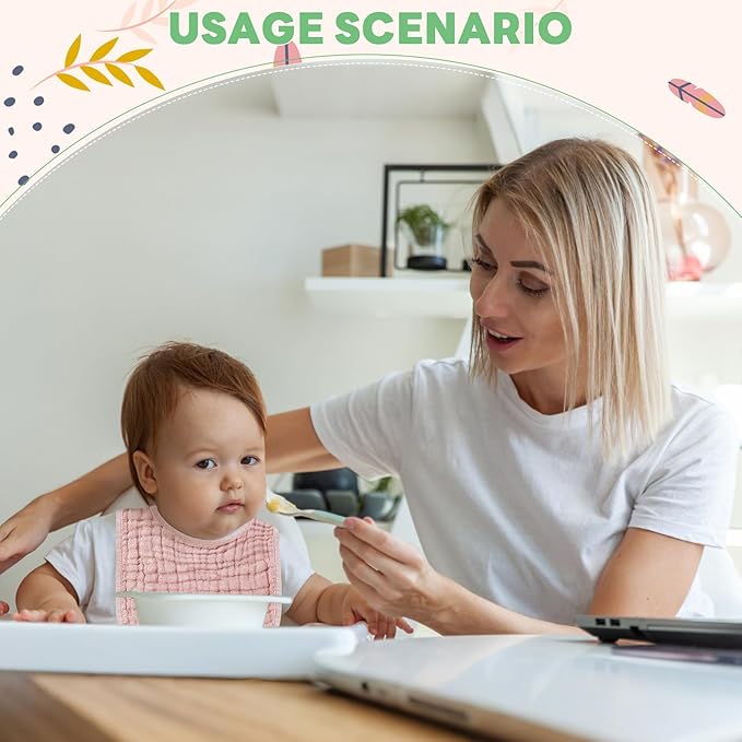 Tallew 8 Pack Muslin Burp Cloths and Baby Bibs for Boy Girl 20" x 10" Cotton Baby Bandana Drool Bibs Muslin Burp Cloths Absorbent Rag for Newborn Toddler Infant Gifts(Vivid Color)