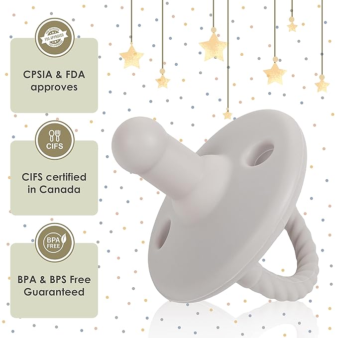 Sweet Child Pacifiers 0-18 Months, Set of 6 Ultra-Light Silicone Binkies with Collapsible Handle & 3 Air Holes for Added Safety, Best Newborn Pacifiers for Baby Boys Or Girls