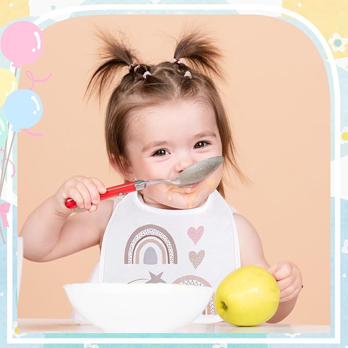 Toulite 100 Pcs White Bibs for Baby Washable Reusable Waterproof Cotton Feeder Bibs with Double Sided Design for Baby Shower Activity and Gifts