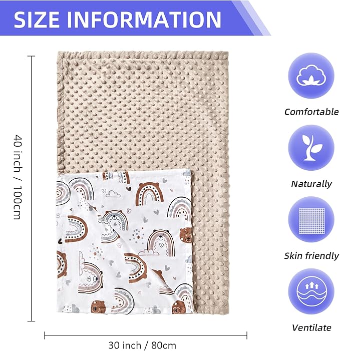 iEvolve Baby Nursery Bed Blankets Ultra Soft Double Layer Mini Blanket Minky Blanket Receiving Blankets Shower Gifts(30"*40",Bear)