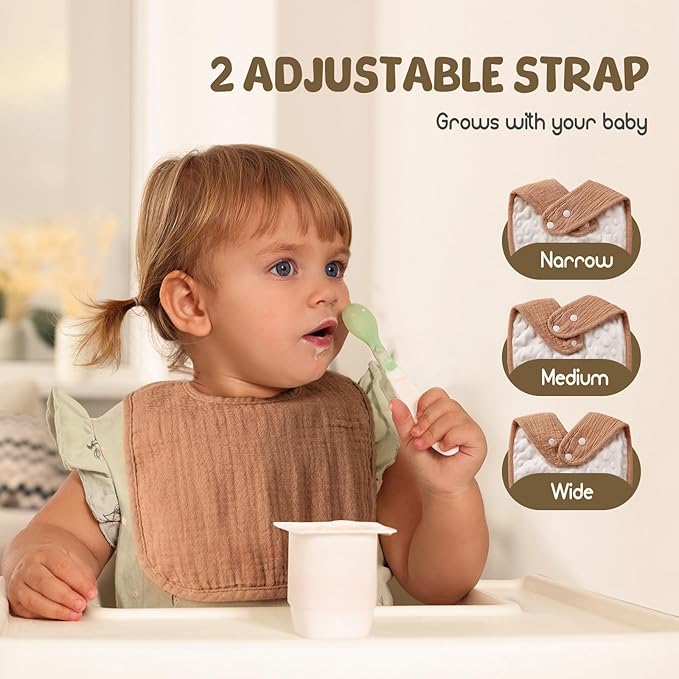 6-Pack Muslin Baby Bibs for Unisex Boys Girls, Cotton Baby Drool Bibs, Drooling and Teething Bibs for Infant