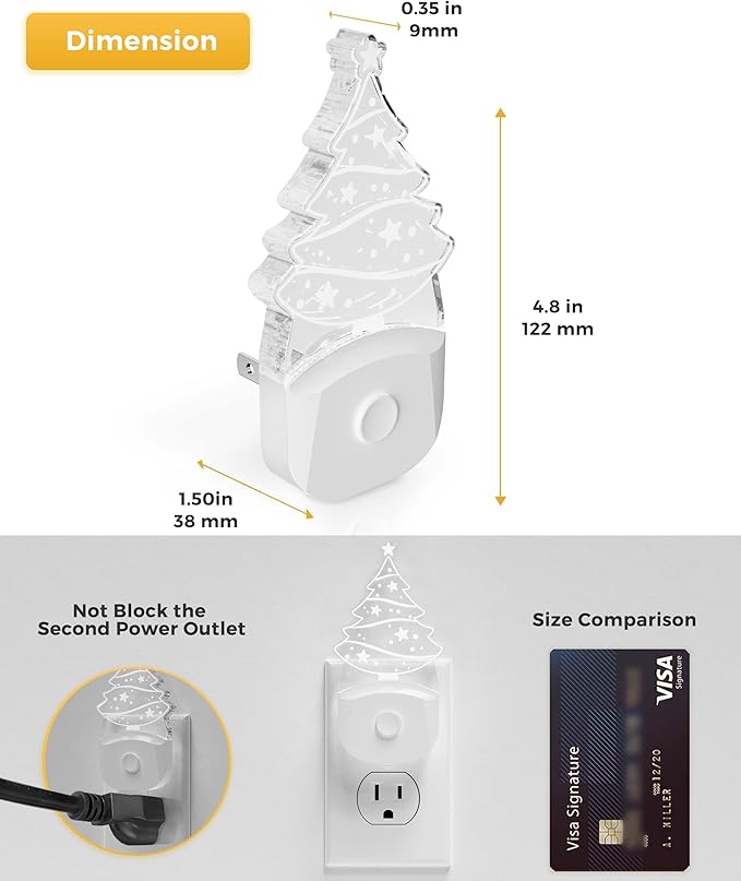 L LOHAS LED Christmas Night Light for Kids[2 Pack], Night Lights Plug into Wall, Dusk to Dawn, RGB & Color Changing & Soft White 3000K, Christmas Décor LED Night Light Gift for Kids, Bedroom, Hallway