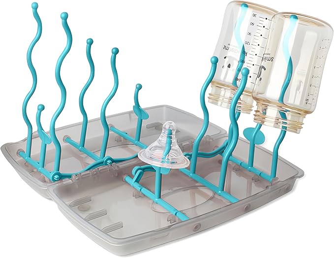 Collapsible Baby Bottle Drying Rack, Bottle Dryer Holder for Bottles, Teats, Cups, Pump Parts and Accessories (Blue)