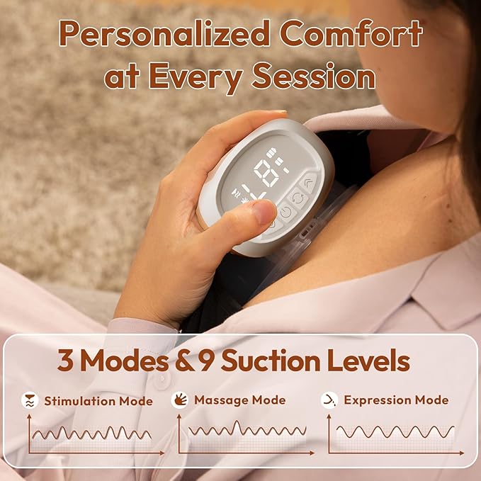 Wearable Breastfeeding Pump Hands Free of Long Battery Life, Portable Electric Breast Pump with 3 Modes and 9 Levels, LED Display, Anti-backflow, 16/18/20/22/24mm Flanges & Inserts, 2 Pack (Pink)