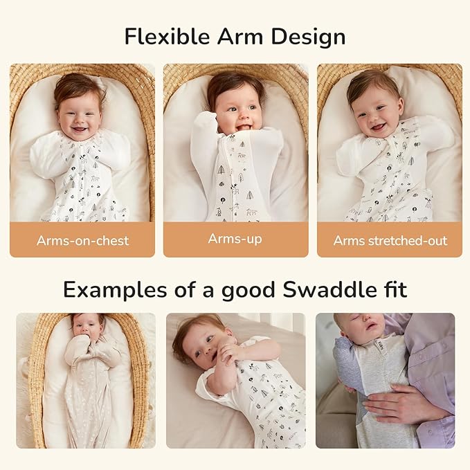 KIDIRA Swaddle for Newborns, Baby Swaddles 0-3 Months 5-13lb, Arms Up Swaddle 0-3 Months Newborn with Moisture-Wicking Fabric, Promotes Healthy Hip Development, 2-Way Zipper, 1Pack (Munchkin Forest)