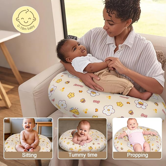 Baby Nursing Pillow for Breastfeeding, Adjustable Breast Feeding Pillow for Bottle Feeding, Breastfeeding Essentials for Mom and Baby Healthier Nursing, Bobby Pillow for Newborn,Removable Cotton Cover