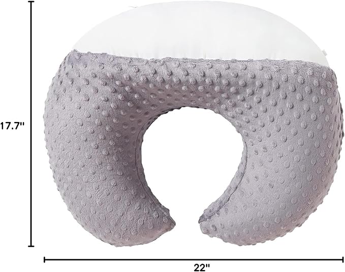 Nursing Pillow and Positioner Breastfeeding and Bottle Feeding, Propping Baby, Tummy Time, Sitting Support, with Removable Polyester Cover, dots Fabric, for Baby Boy Baby Girl (Rose Gray)