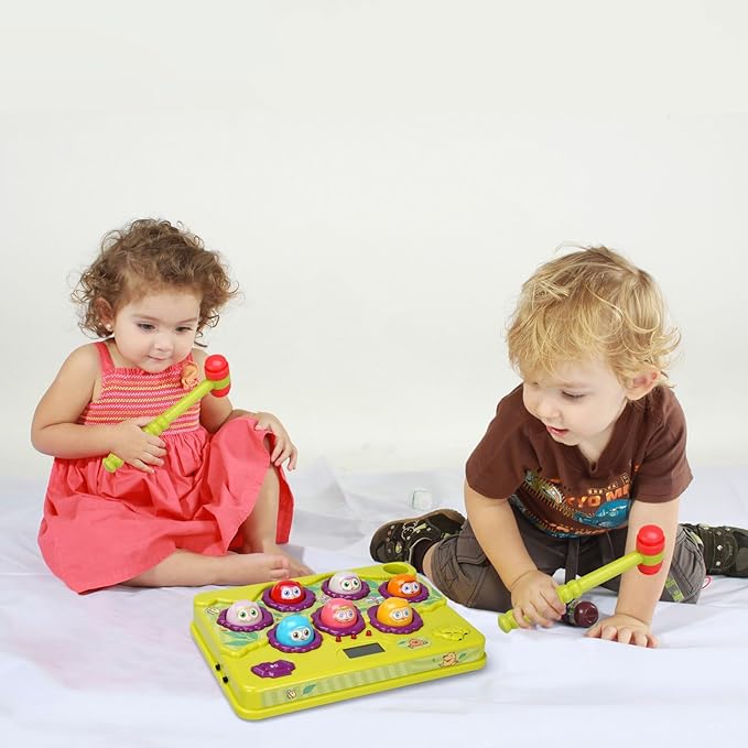 FS Pound Gopher Game for Toddler 3 4 5 6 Year Old Boys and Girls, Interactive Pounding Toys with Sound and Light, Hammer Toys for Kids Ages 4-8, PK Mode with 2 Hammer