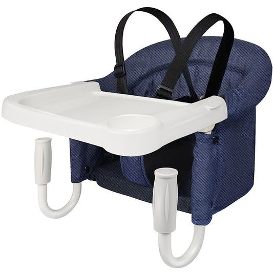 Hook On High Chair, Fast Table Clip-on High Chair, Fold-Flat Storage, Portable Baby Feeding Seat with Dining Tray for Travel Outside